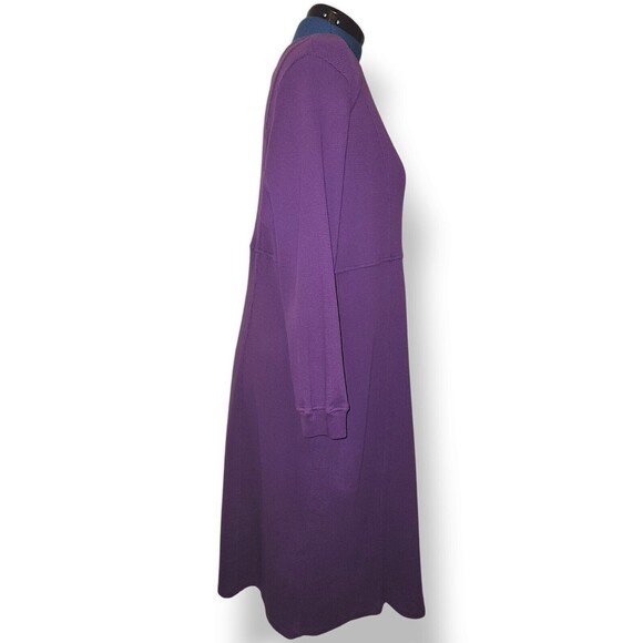 Woman Within Women's Plus Size 1X Purple Thermal Knit A-Line Dress W/ Pockets - Picture 6 of 7